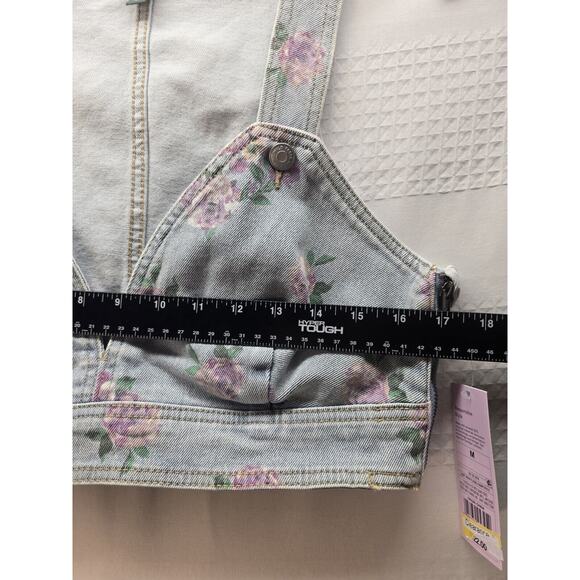 NWOT Wild Fable Medium Cropped Denim Jean Top Vest Floral - Picture 6 of 9